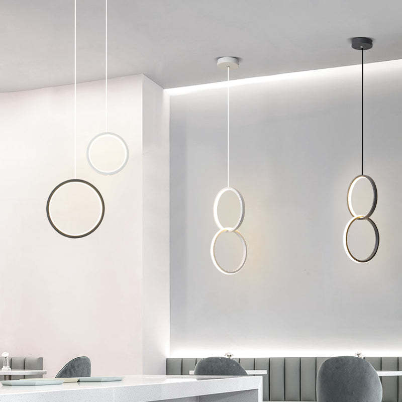 Nyla Moderne Rond LED Hanglampen Metaal/Acryl Zwart/Wit Woonkamer/Slaapkamer