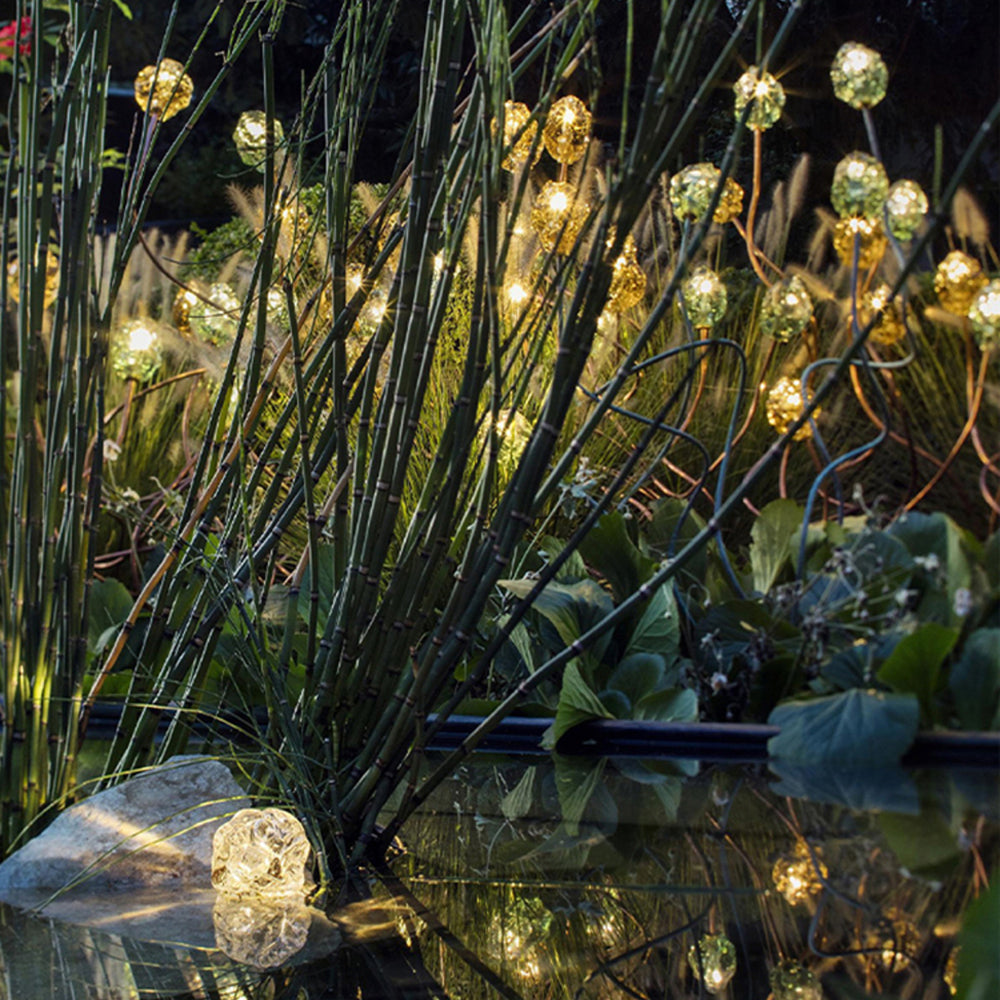 Bella Decoratieve Bloem LED Vloerlamp Goud Metaal/Glas Buiten