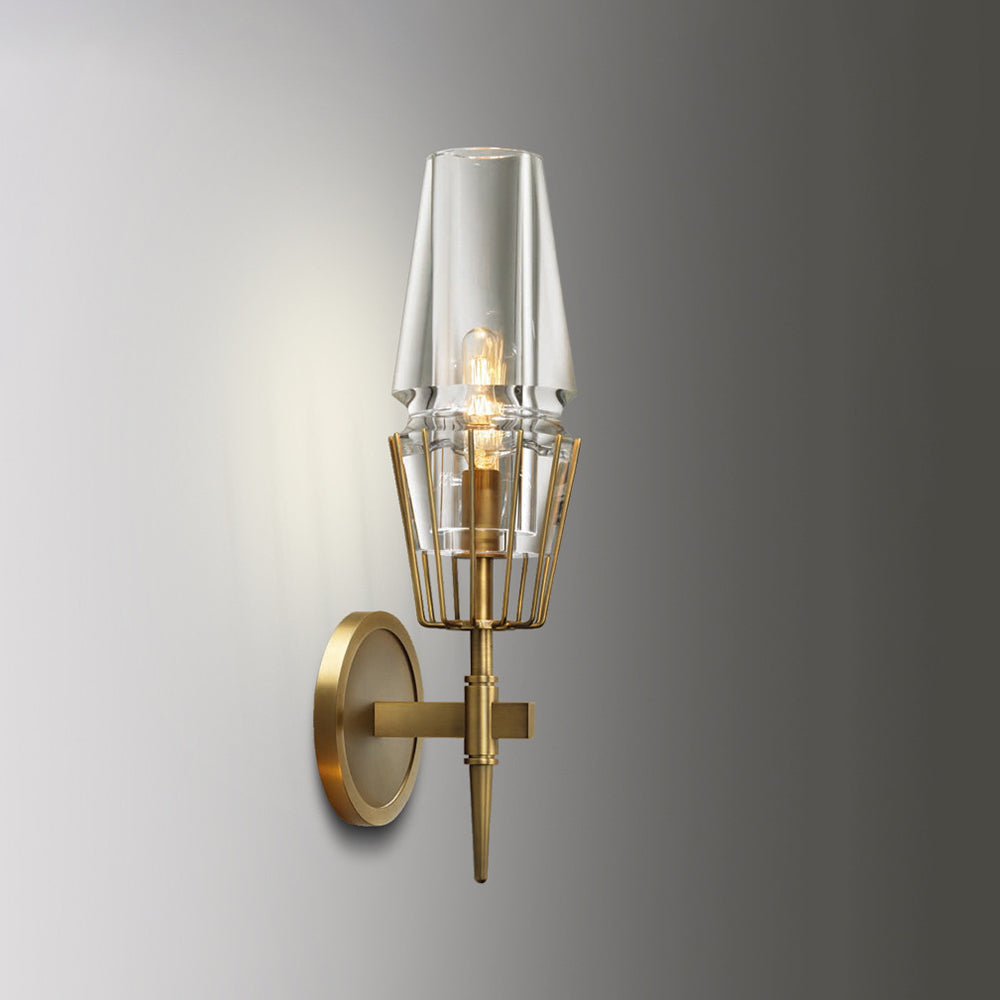 Blair Vintage Lantaarn Metaal/Glazen Wandlamp Goud Slaapkamer/Woonkamer/Eetkamer