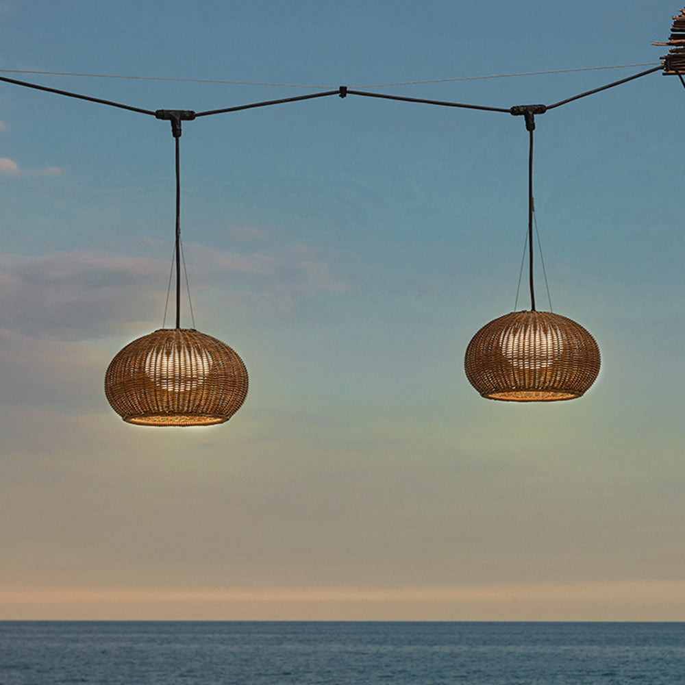 Ritta Retro Lantern Goud Hanglamp Rotan Bamboe/Acryl Slaapkamer