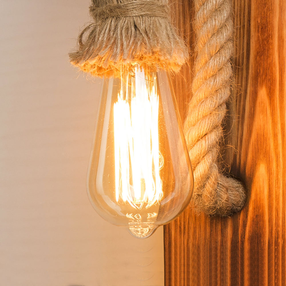 Austin Vintage Rechthoekige LED Wandlamp, Hout/Houtdraad, Woonk/Eetk/ Slaapkamer