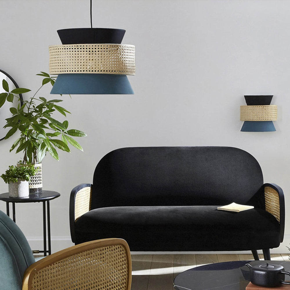 Ritta Ronde LED Hanglamp Metaal Rotan Stof Eetkamer Slaapkamer