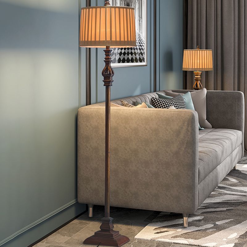 Eryn Vintage Design Staande Vloerlamp Hars/Stof Bruin Slaapkamer/Woonkamer