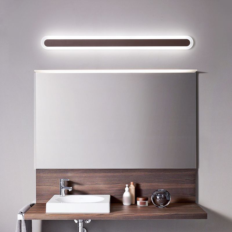 Edge Modern Linear Vanity Wall Lamp, White/Brown, Bathroom
