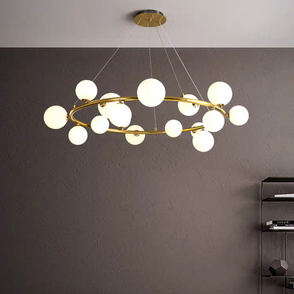 Valentina Moderne Design LED Glazen Bol Ring Kroonluchter Goud/Zwart Woonkamer/Slaapkamer