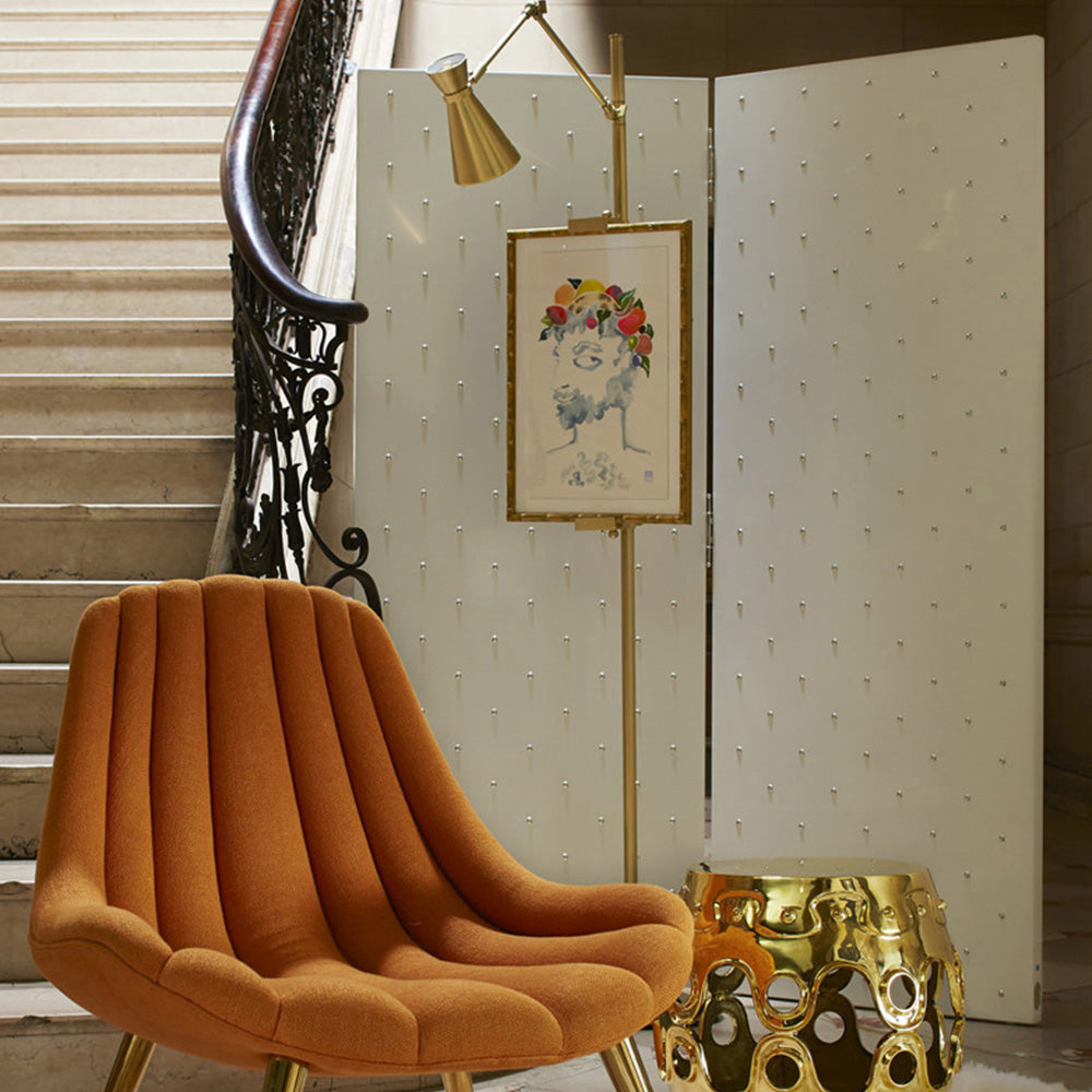 Carins Design Retro Ezel Vloerlamp Goud Metaal Eetkamer Slaapkamer