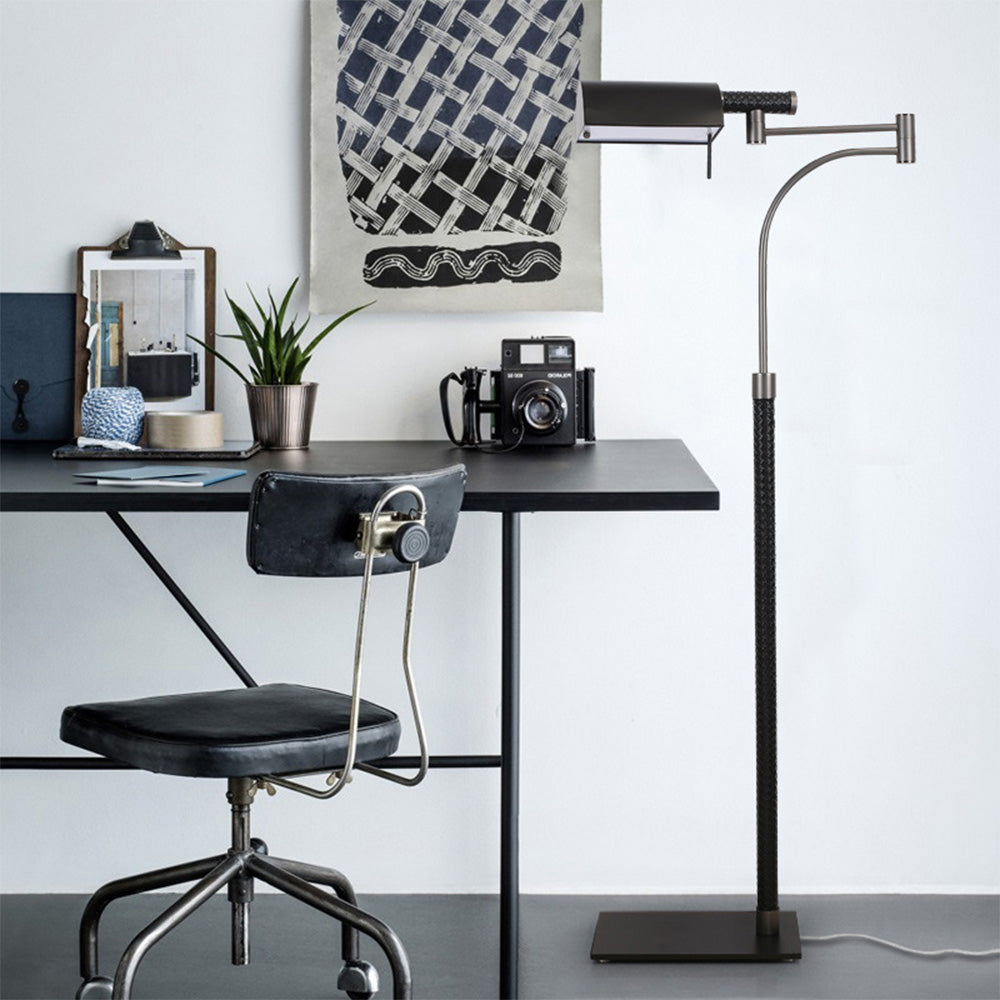 Salgado Modern Design LED Vloerlamp Zwart Leer Metaal Eetkamer