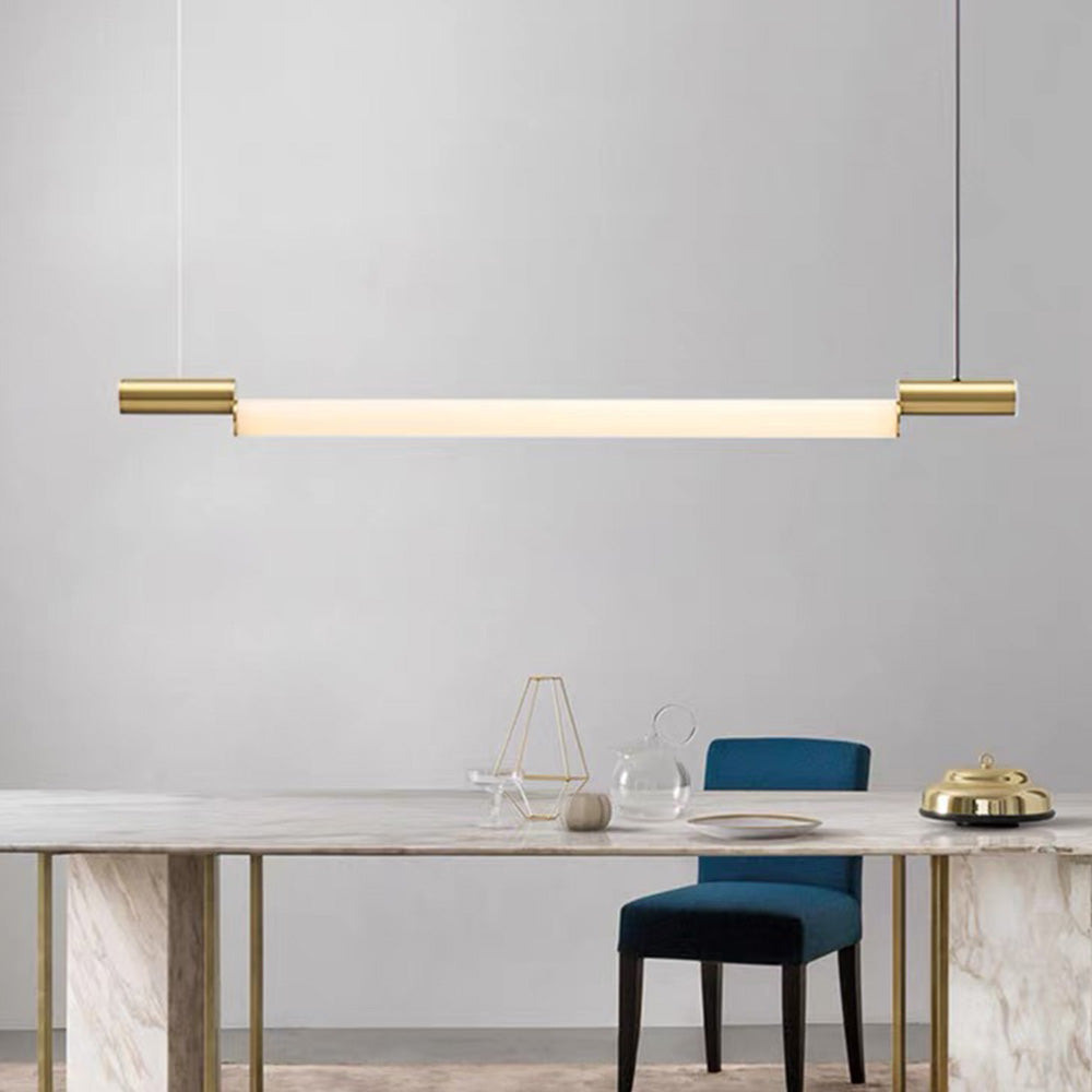 Edge Moderne Lineaire  LED Hanglamp Wit Goud Metaal Acryl Eetkamer