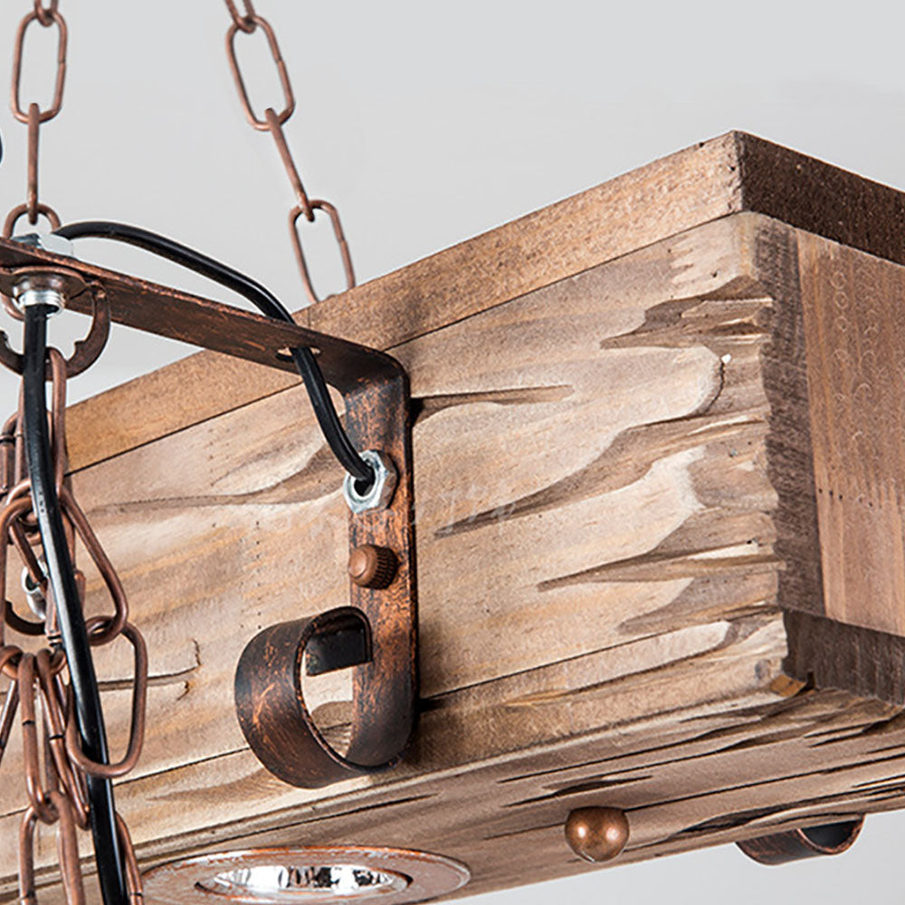 Austin Industrial Metal/Wood Pendant Light, Bronze