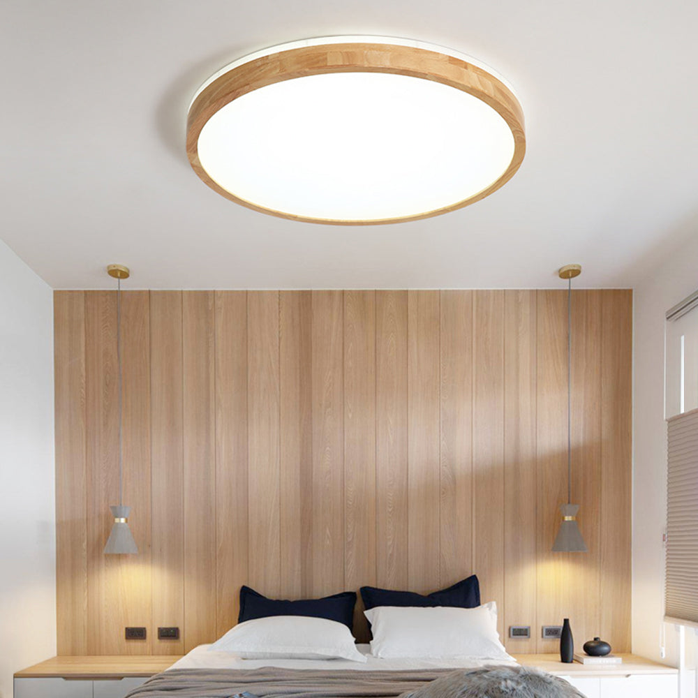 Ozawa Design Ronde LED Plafondlamp Hout Glas Woonkamer Slaapkamer