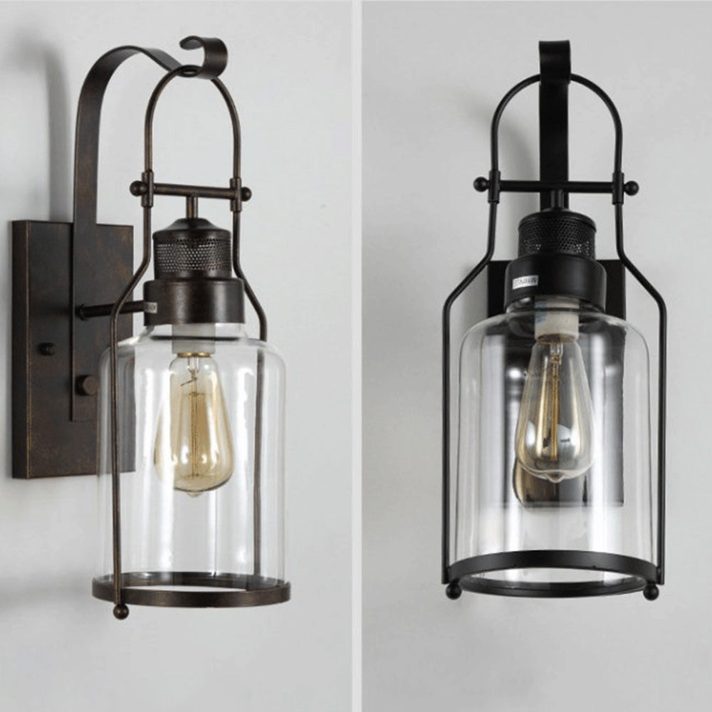 Alessio Retro LED Wandlamp Roest Zwart Glas Metaal Woonkamer Eetkamer