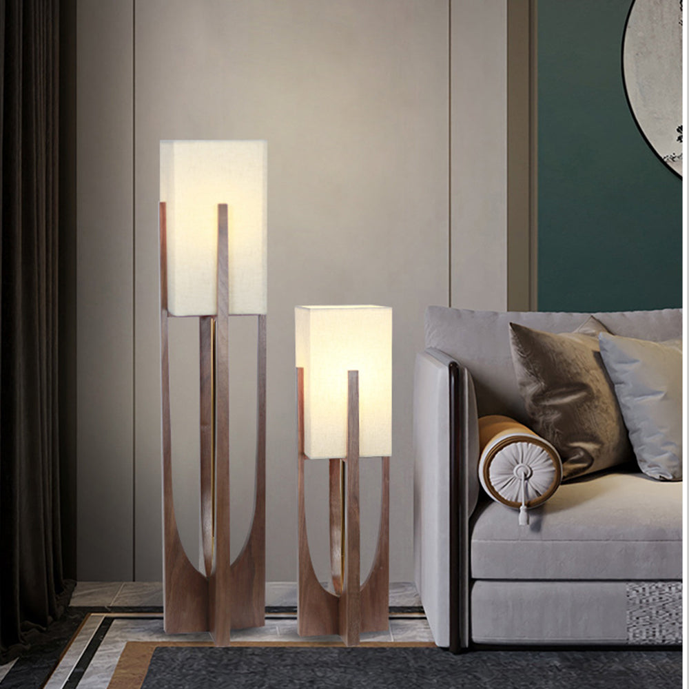 Ozawa Design Rechthoekig Blok LED Vloerlamp Walnoot Hout Woonkamer/Eetkamer