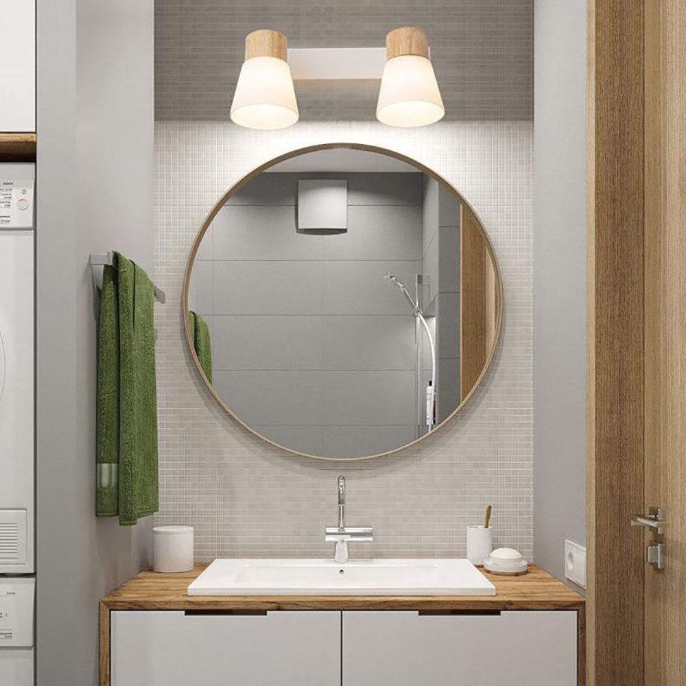 Ozawa Moderne Design LED Wandlamp Wastafel Spiegel Front Hout/Glas Wit Kelder Eet/Woon/Kelder/Hal/Badkamer