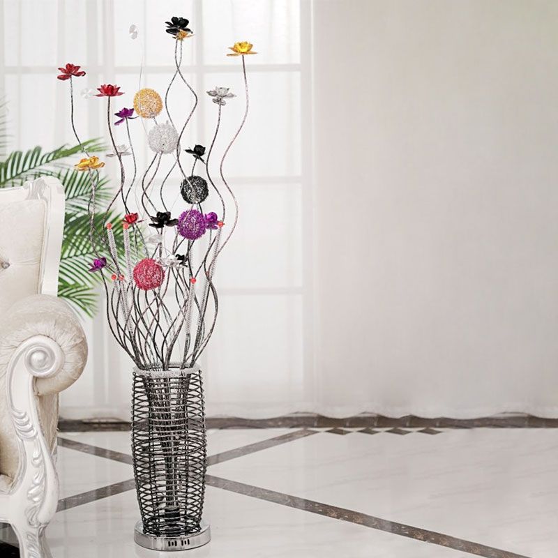 Bella Art Deco Design Bloemenvaas Zilver Metalen Vloerlamp, Slaapk/Woonkamer
