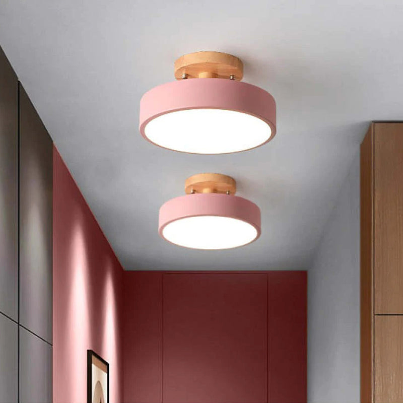 Quinn Moderne LED Plafondlamp Hout/Acryl Hout/Wit/Roze/Groen/Grijs Slaap/Eet/Woonkamer