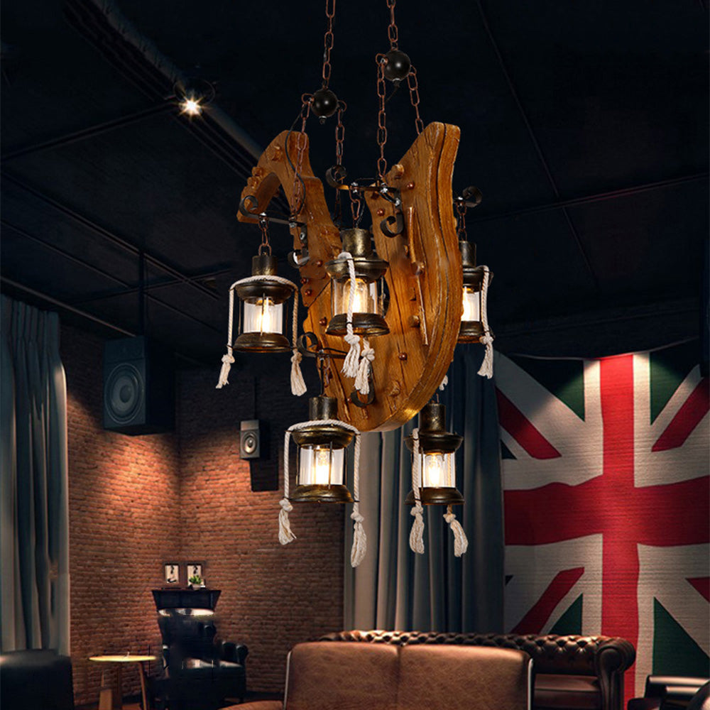 Austin Retro Saxophone Metal/Wood Pendant Light, Walnut