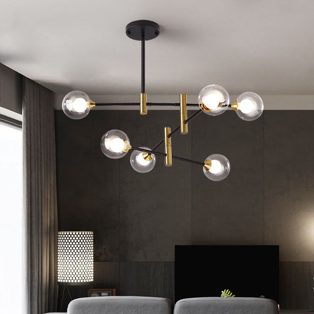 Valentina Moderne Design LED Nordic Bolvormige Kroonluchter Metaal/Glas Zwart/Goud Woon/Slaapkamer