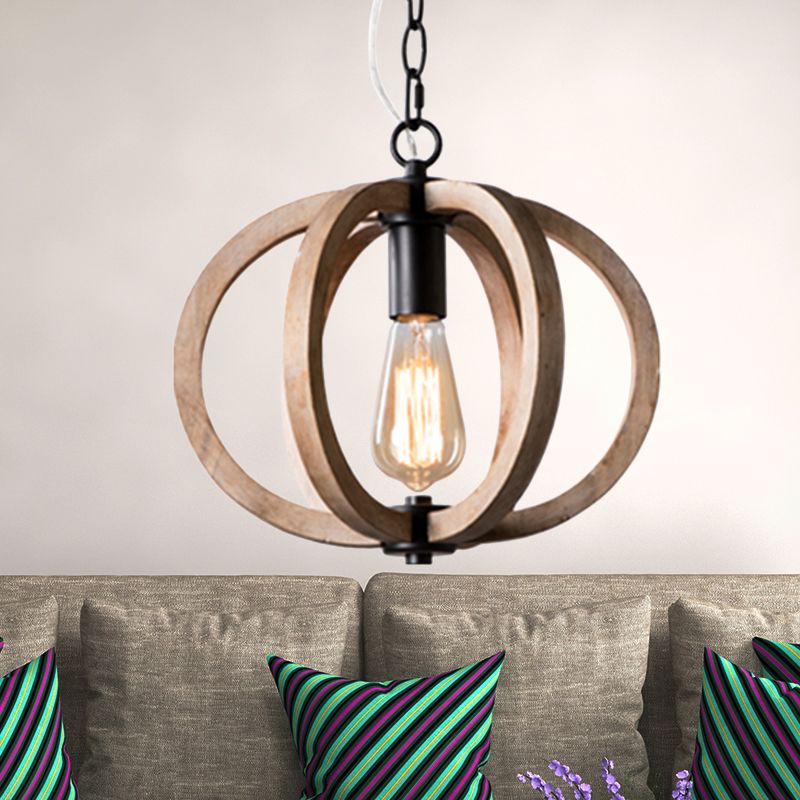 Alessio Orb/Gourd Wood Pendant Light