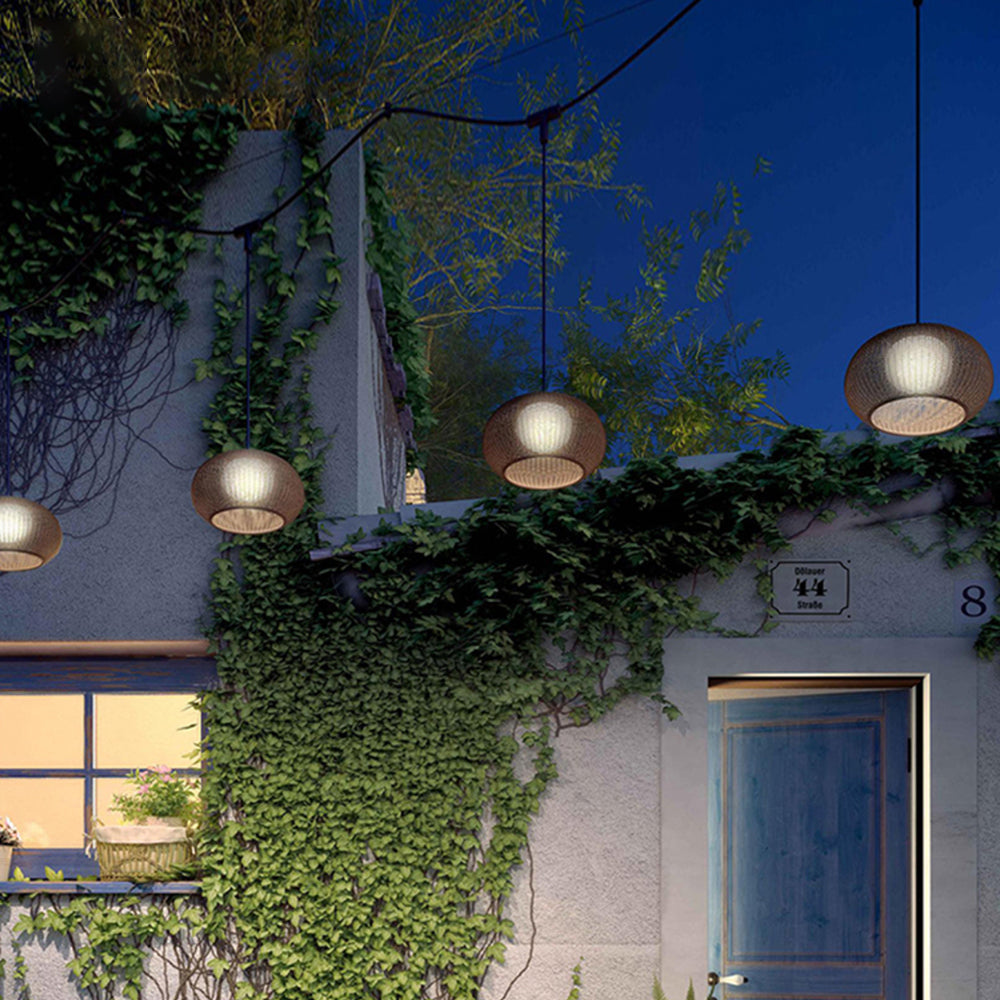 Ritta Design LED Hanglamp Metaal/Rattan Coffee/Beige Buiten