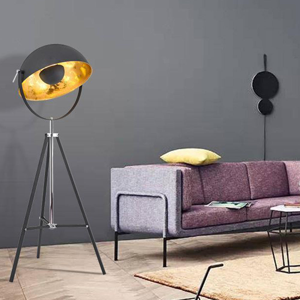 Salgado Industrie Bol LED Vloerlamp Zwart Metaal Hout Woonkamer
