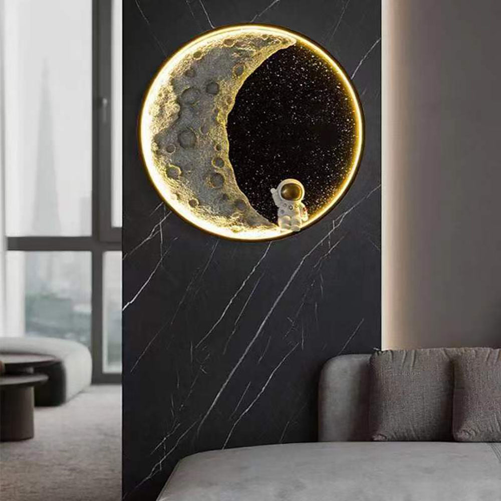Elif Moderne Astronaut Maan Wandlamp, Metaal, Kinderkamer