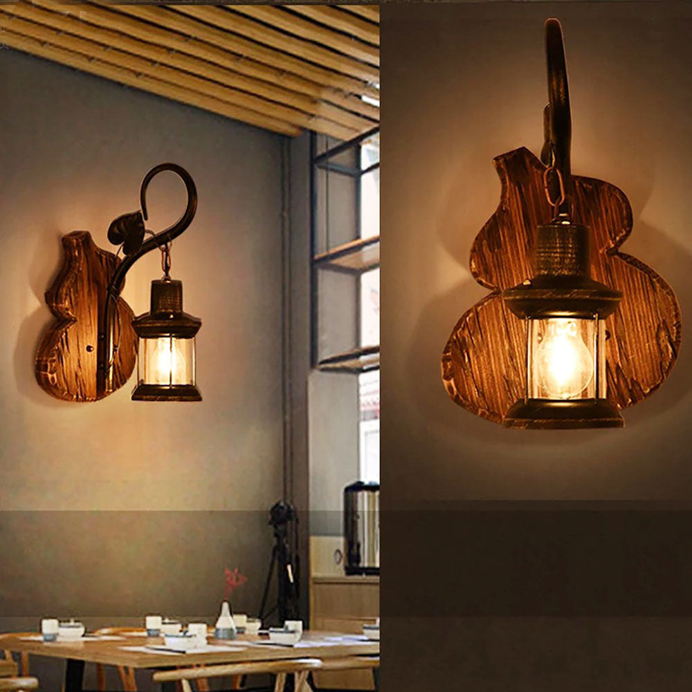 Austin Cucurbits/Kaars Vintage Wandlamp, Hout/Metaal, Woonk/Eetk/ Slaapkamer