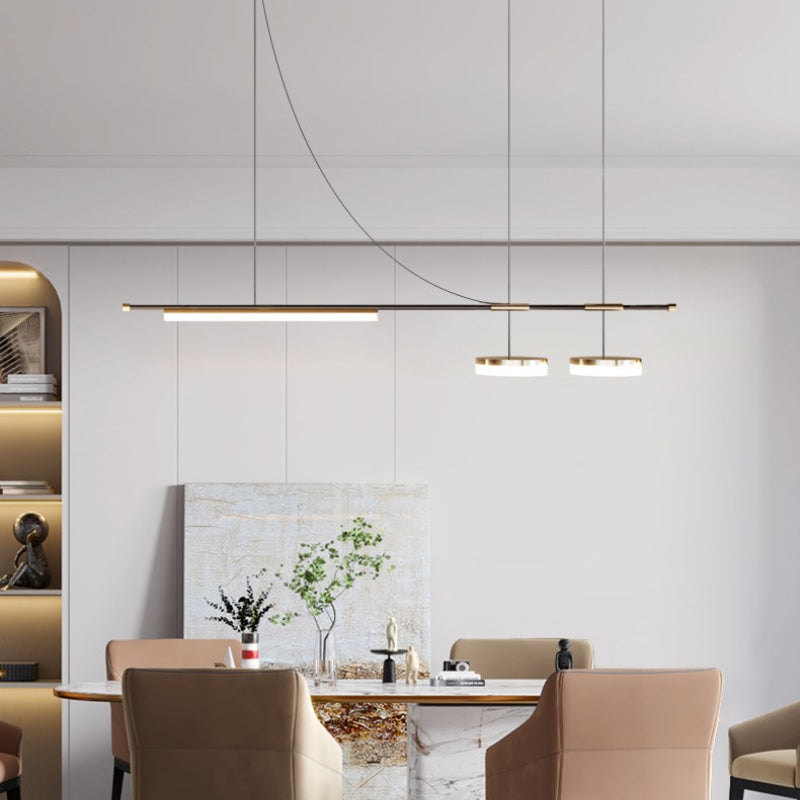 Freja Modern Lang LED Hanglampen Zwart Metaal Eetkamer Ruimte