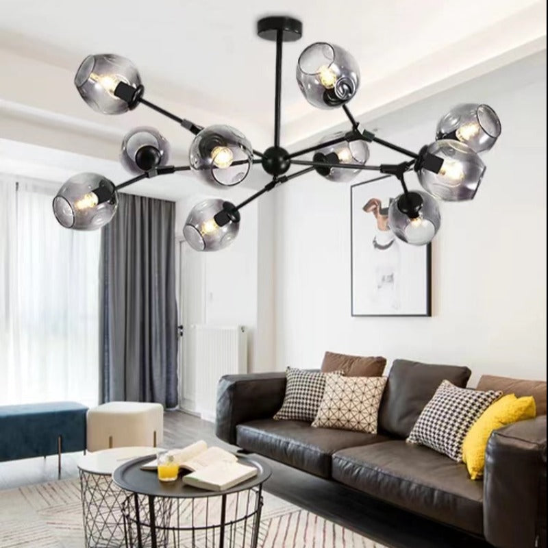 Valentina Moderne Bubbel LED Hanglamp Metaal/Glas Zwart/Goud Woonkamer/Slaapkamer