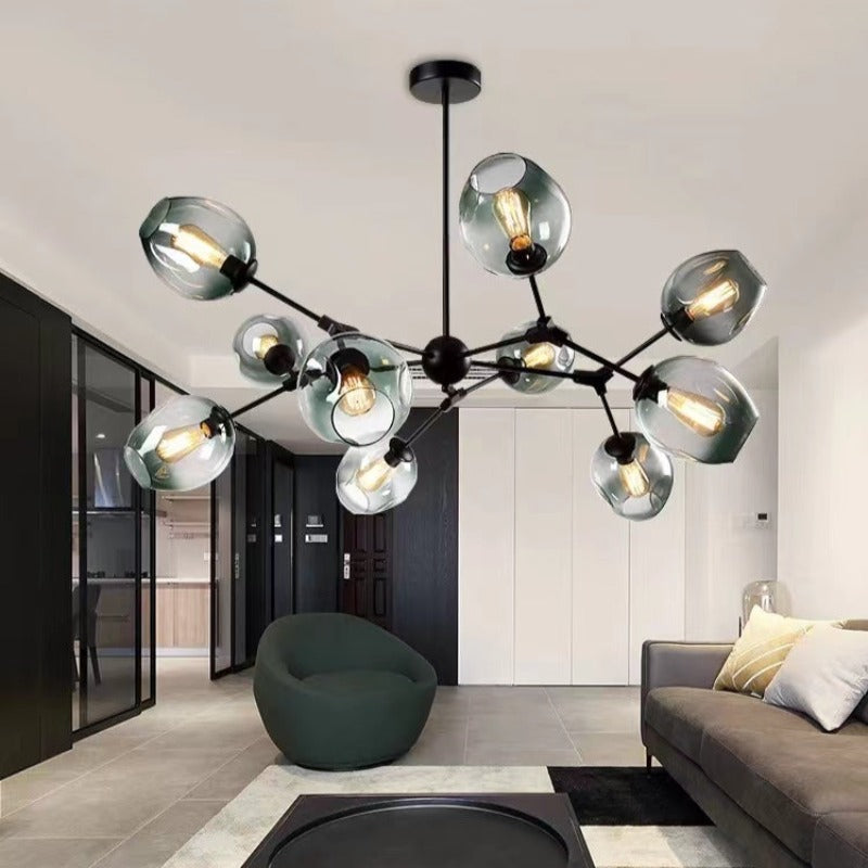 Valentina Moderne Bubbel LED Hanglamp Metaal/Glas Zwart/Goud Woonkamer/Slaapkamer