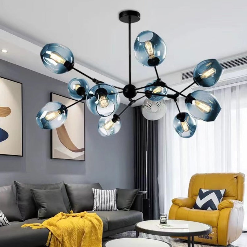 Valentina Moderne Bubbel LED Hanglamp Metaal/Glas Zwart/Goud Woonkamer/Slaapkamer