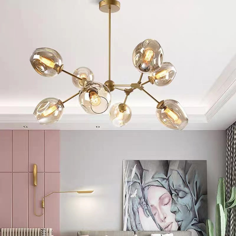 Valentina Moderne Bubbel LED Hanglamp Metaal/Glas Zwart/Goud Woonkamer/Slaapkamer