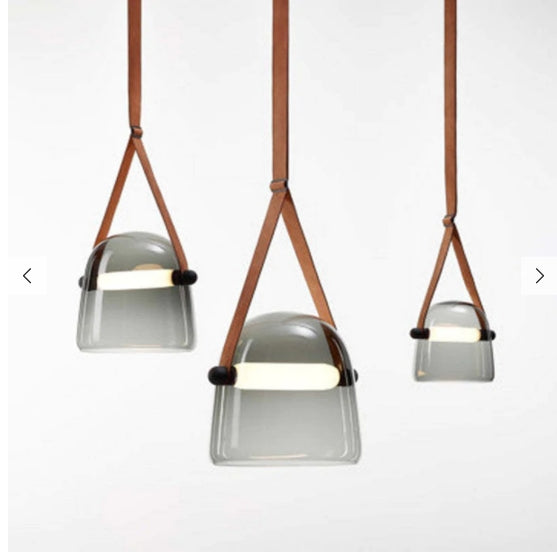 Cairns Modern Nordic Design LED Hanglamp Grijs/Wit Leer/Glas Slaap/Eet/Woonkamer