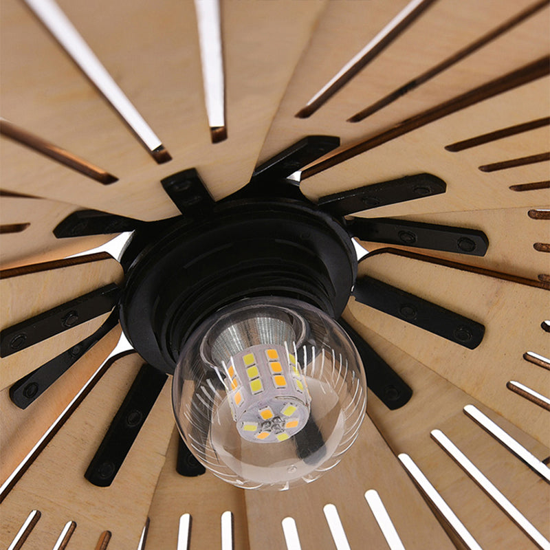 Muto Retro LED Hanglampen Bruin Geel Metaal Hout Woonkamer