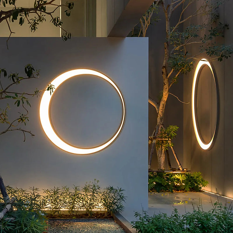 Elif Moderne Ring Maan Buiten Wandlampen Zwart Gang Tuin