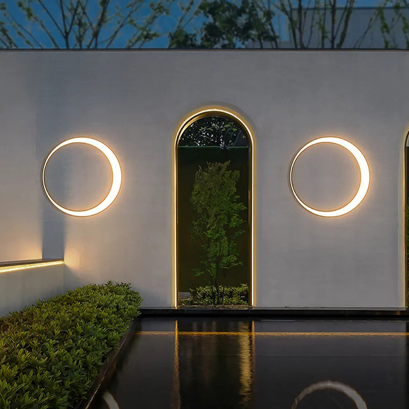 Elif Moderne Ring Maan Buiten Wandlampen Zwart Gang Tuin