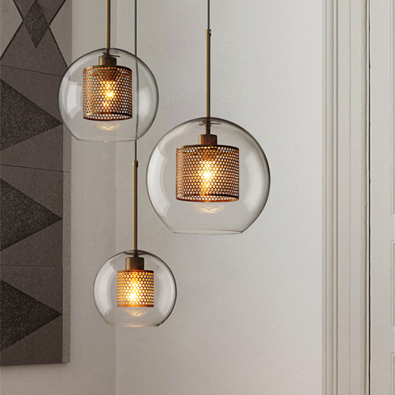 Oneal Retro Ronde LED Hanglampen Gouden Metaal Glas Woonkamer