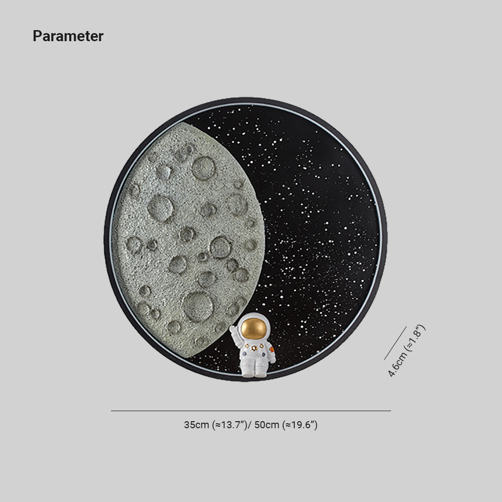 Elif Moderne Astronaut/Maan Wandlamp, Zwart, Metaal, Slaapkamer