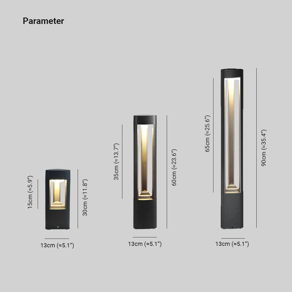 Pena Moderne Cilinder LED Vloerlamp Zwart Metaal Buiten Tuin