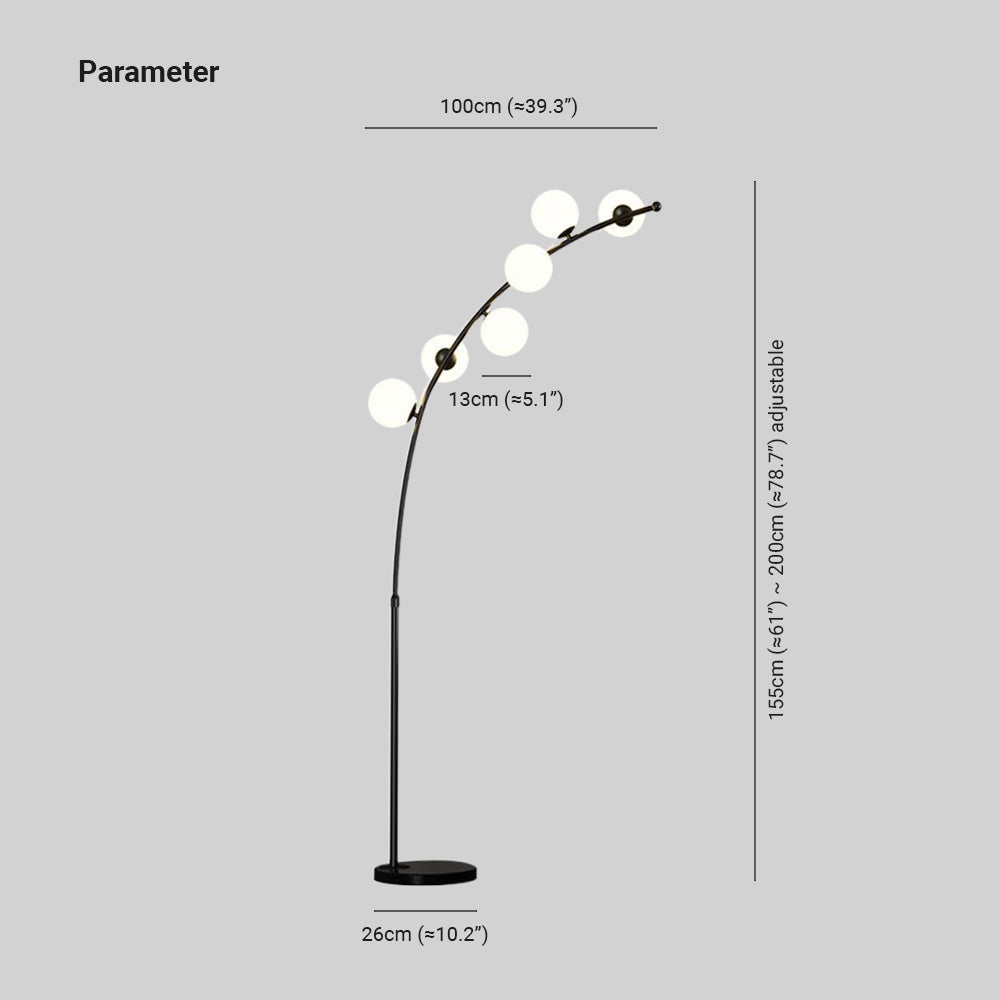 Valentina Moderne Boog Multi Head Bellen Vloerlamp Zwart/Goud Slaapkamer/Woonkamer