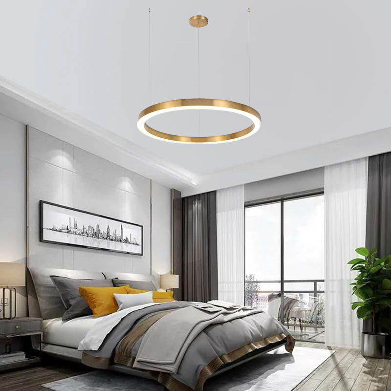 Arisha Moderne Ring Metalen Hanglamp, Woonk/Eetk/Slaapkamer, Goud