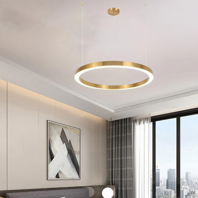 Arisha Moderne Ring Metalen Hanglamp, Woonk/Eetk/Slaapkamer, Goud