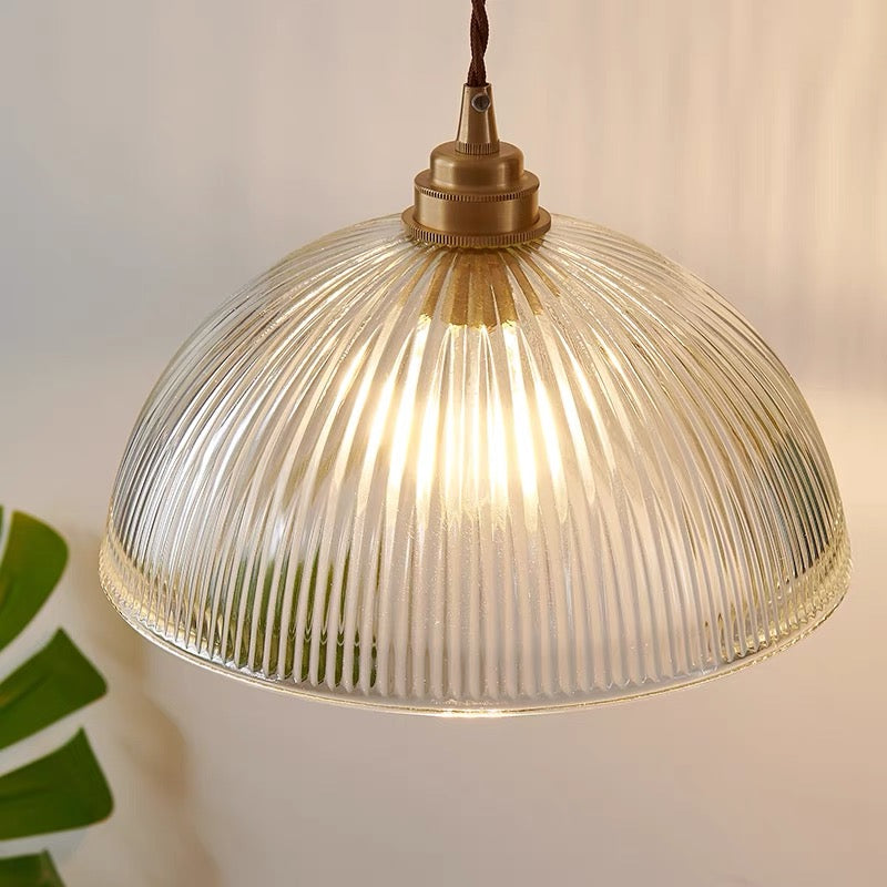 Alessio Simple Bowl Metal/Glass Pendant Light, Clear, Dining Room