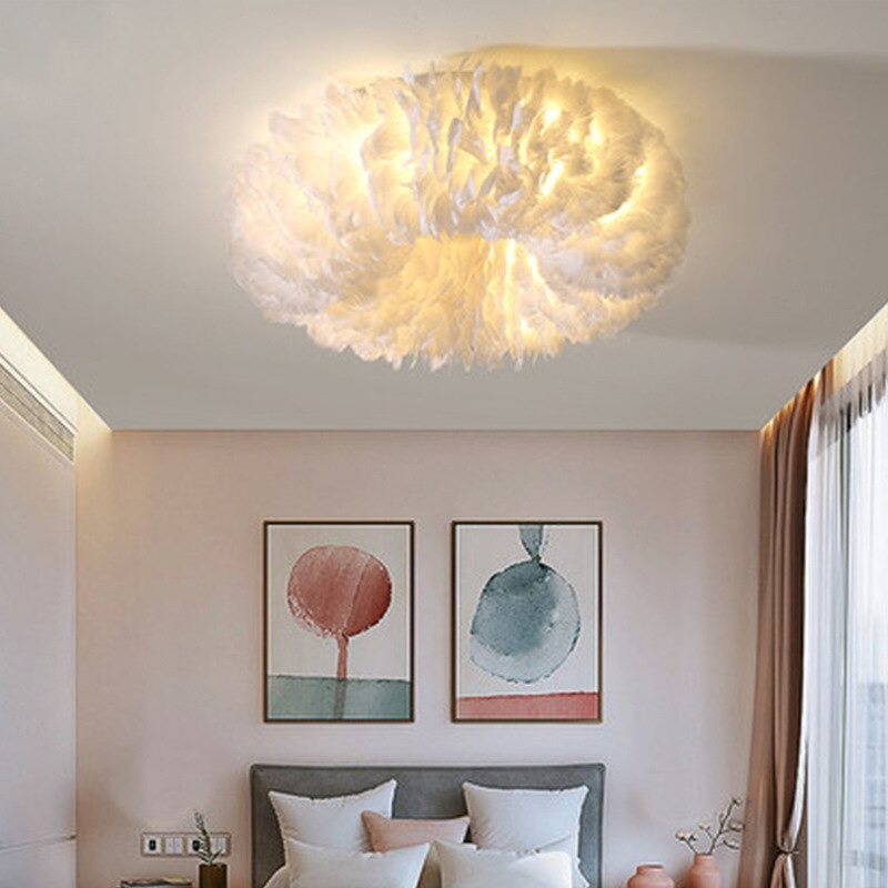 O'Moore Moderne LED Plafondlamp Wit/Geel/Roze Metaal/Vedder Hal/Bar