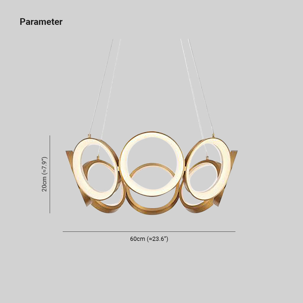 Arisha Luxury Ring Metal Pendant Light, Gold