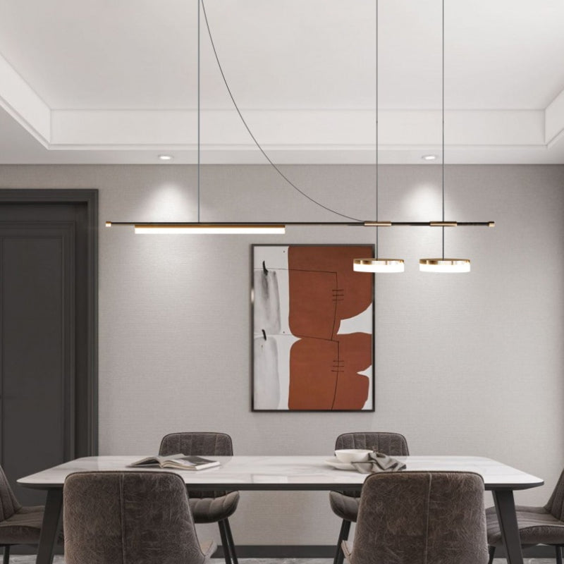 Freja Modern Lang LED Hanglampen Zwart Metaal Eetkamer Ruimte
