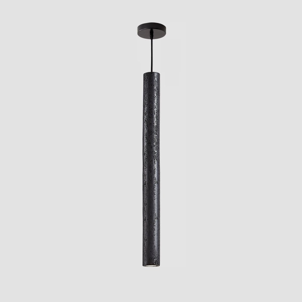 Fosb Slim Zwart travertin hanglamp met Buisvormige Behuizing