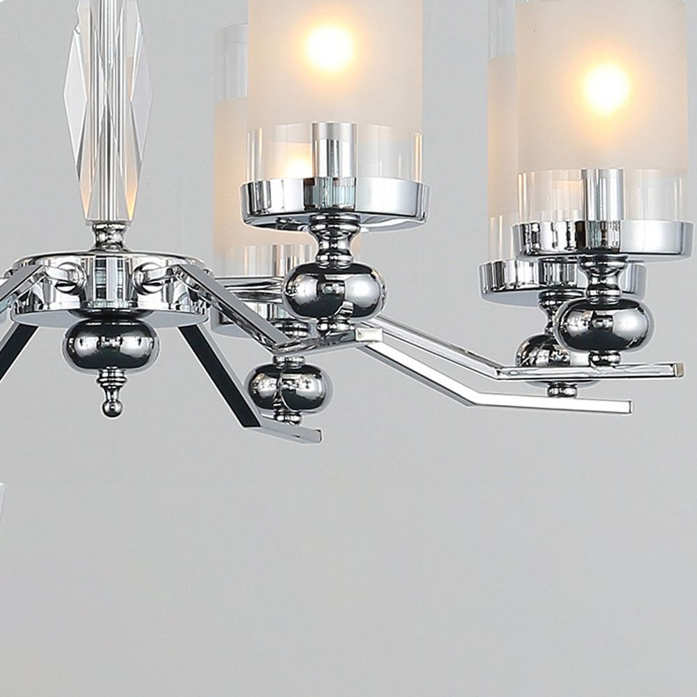 Alessio Retro Design Hanglamp/wandlamp Zilveren Metaal/Glazen Woonkamer