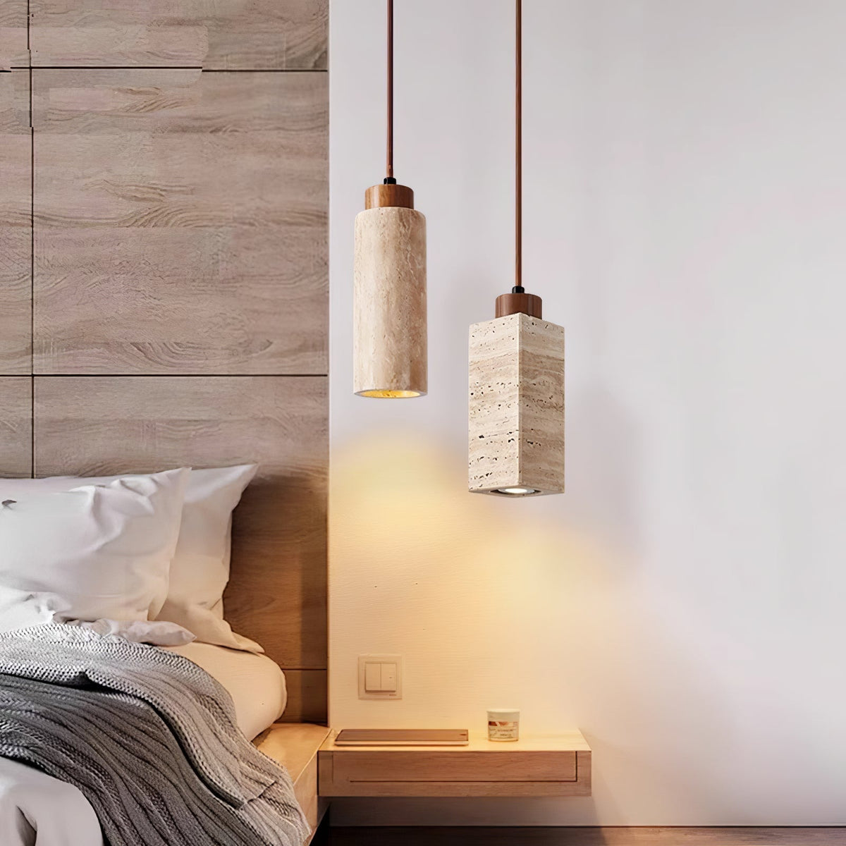 Avloris hanglamp van travertin