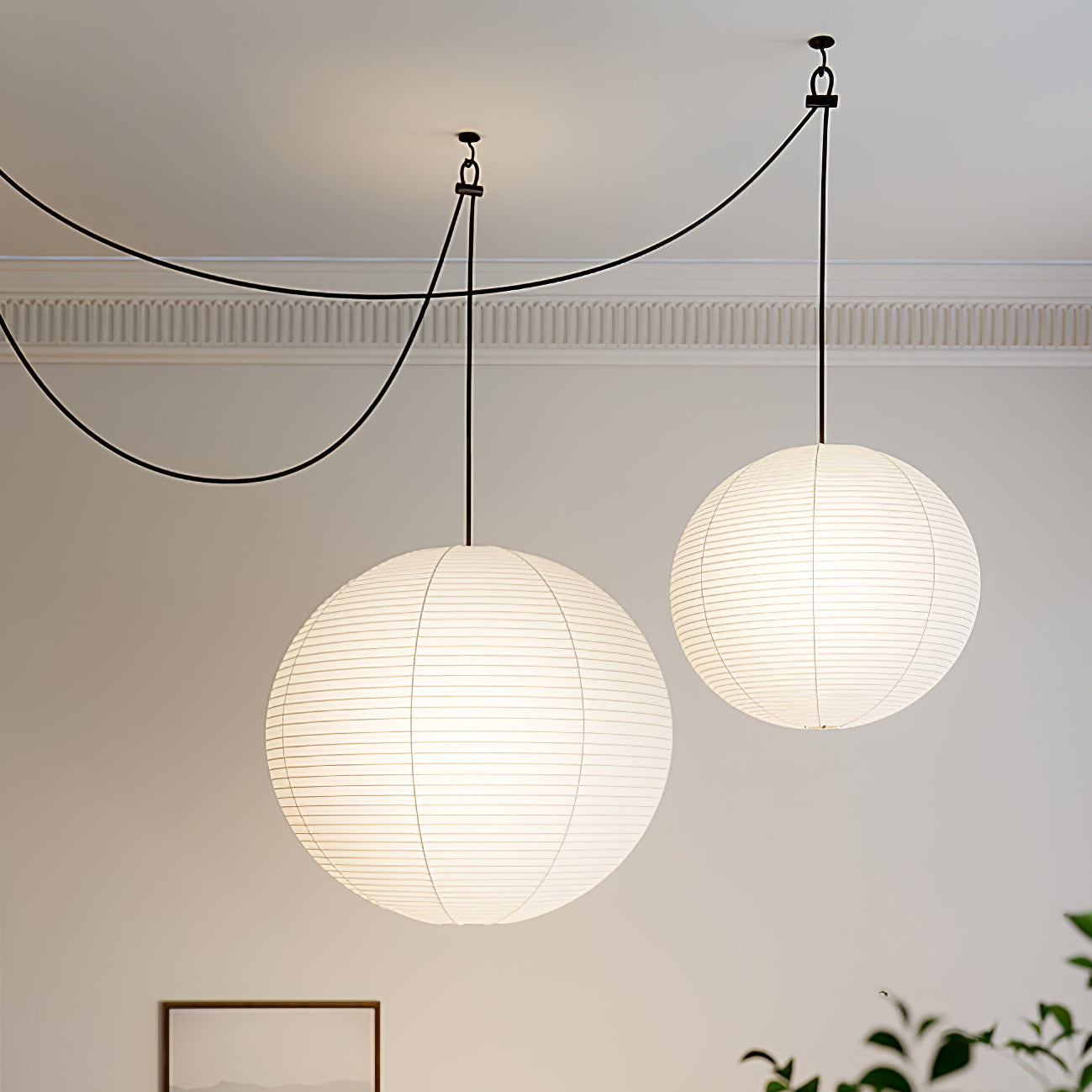 Ritta Wabi-sabi Globe Metaal Papier LED Hanglampen Woonkamer Slaapkamer