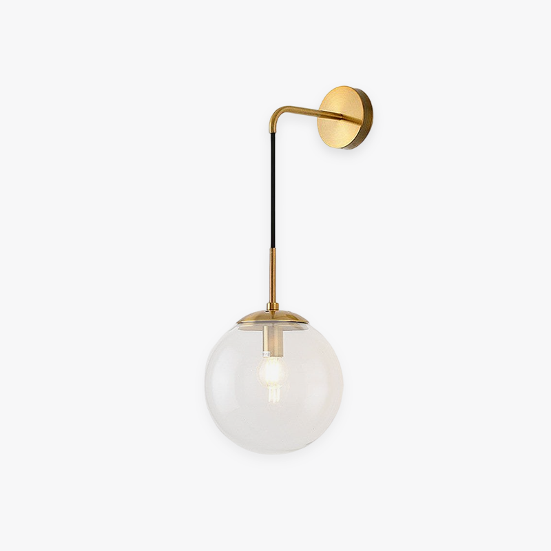 Valentina Moderne Single Hoofd LED Wandlampen Zwart Goud Metaal Glas Slaapkamer